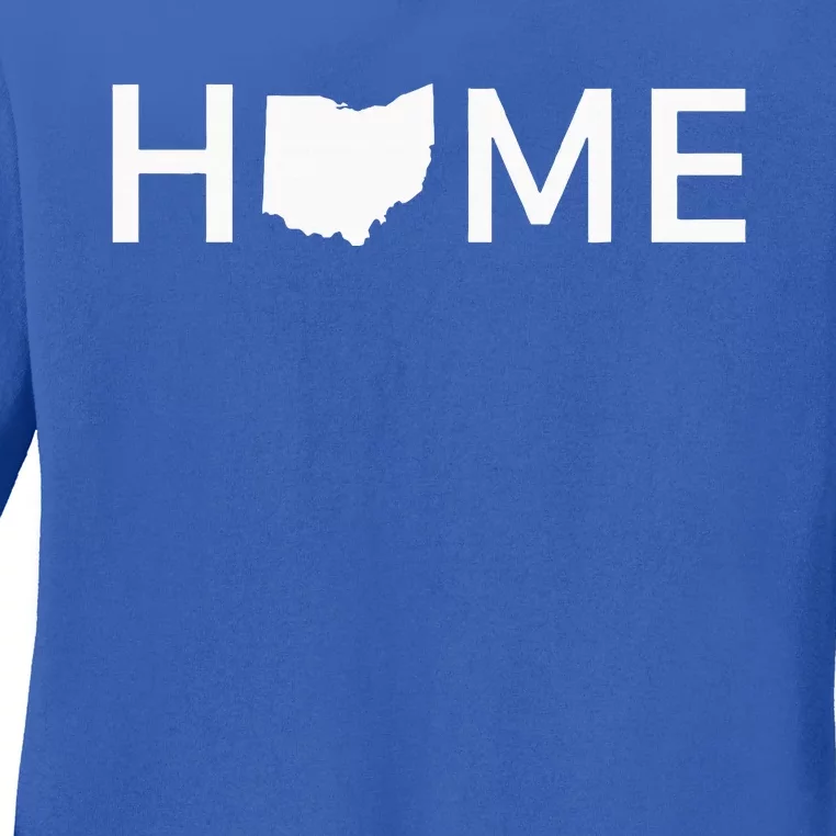 Ohio Home Love U.S. State Outline Silhouette Ladies Long Sleeve Shirt