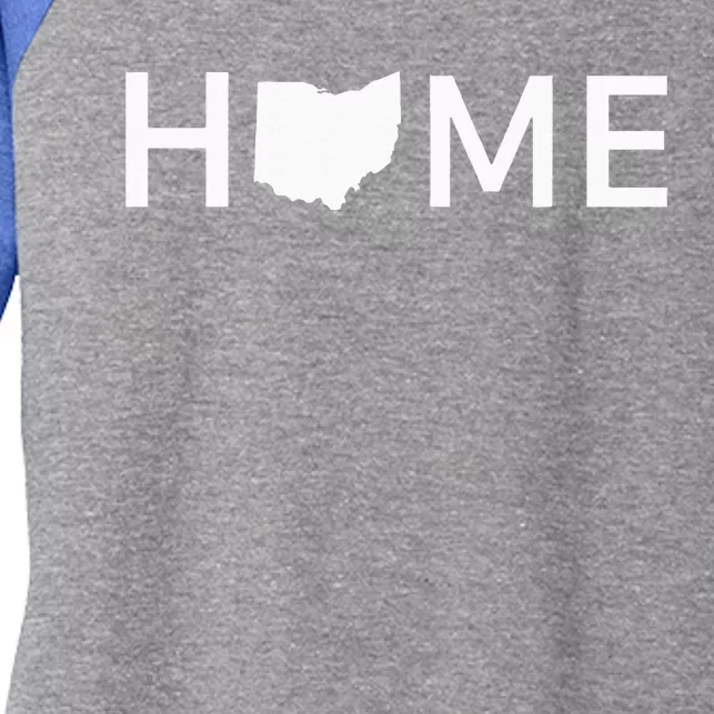 Ohio Home Love U.S. State Outline Silhouette Women's Tri-Blend 3/4-Sleeve Raglan Shirt