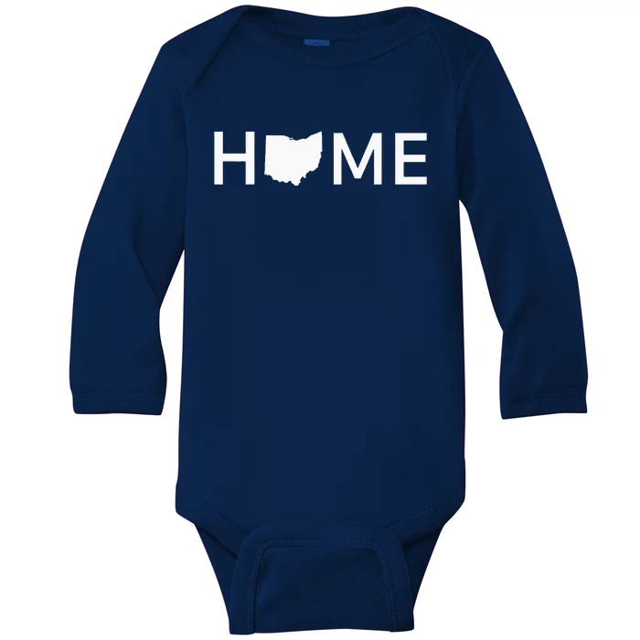 Ohio Home Love U.S. State Outline Silhouette Baby Long Sleeve Bodysuit