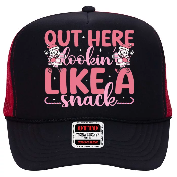 Out Here Looking Like A Snack Boujee Christmas Tree Cake High Crown Mesh Trucker Hat