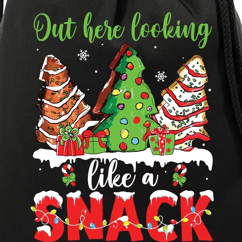 Out Here Looking Like A Snack Christmas Trees Cakes Debbie Drawstring Bag