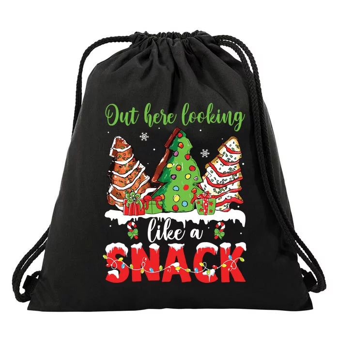 Out Here Looking Like A Snack Christmas Trees Cakes Debbie Drawstring Bag