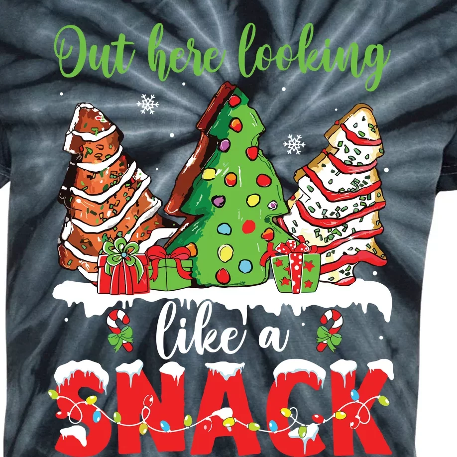 Out Here Looking Like A Snack Christmas Trees Cakes Debbie Kids Tie-Dye T-Shirt