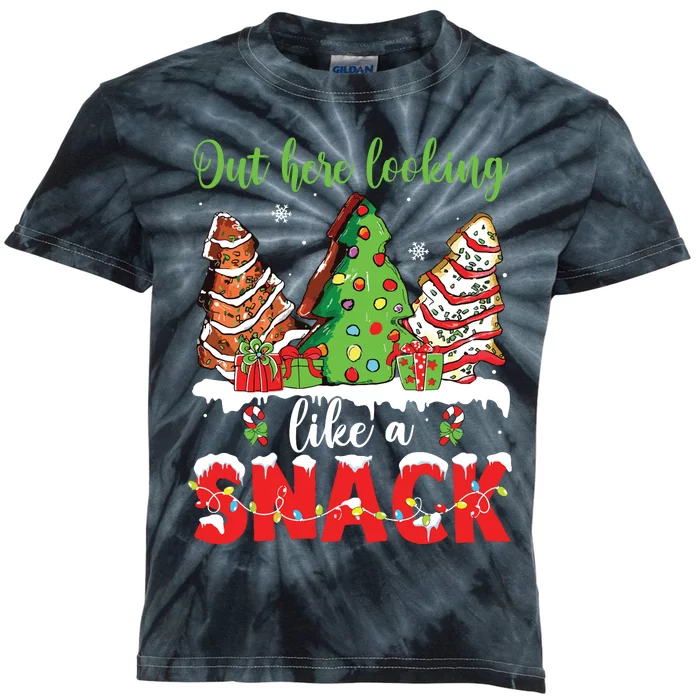 Out Here Looking Like A Snack Christmas Trees Cakes Debbie Kids Tie-Dye T-Shirt