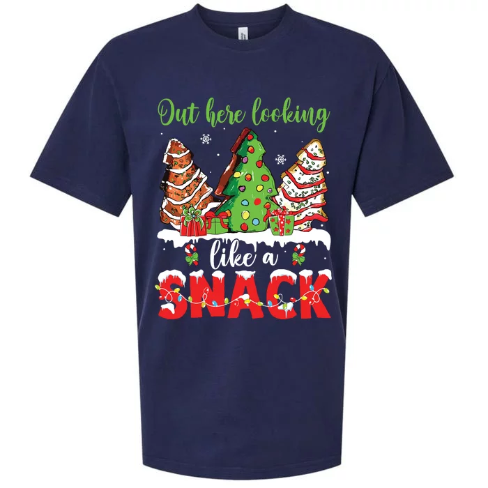 Out Here Looking Like A Snack Christmas Trees Cakes Debbie Sueded Cloud Jersey T-Shirt