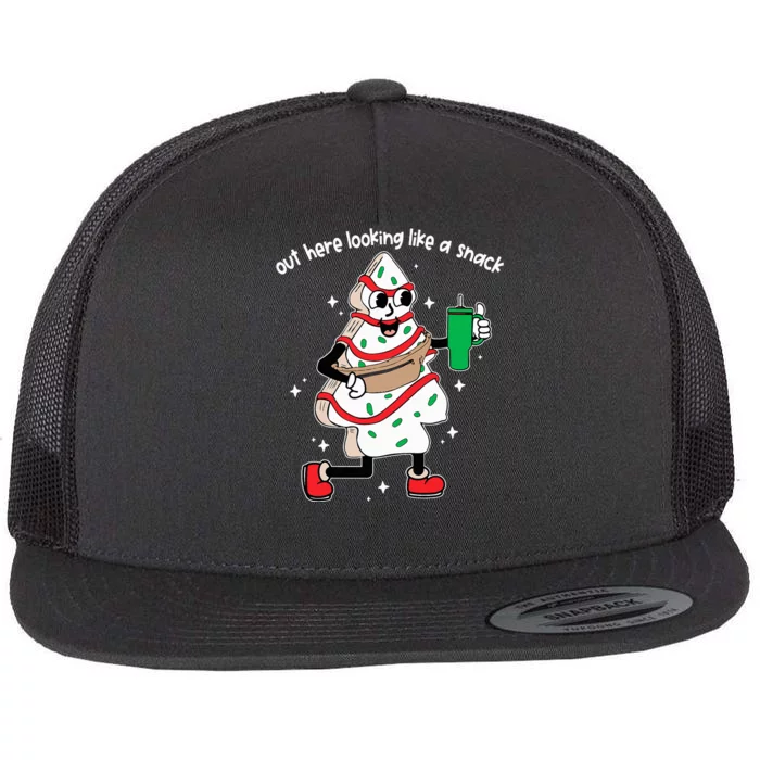 Out Here Looking Like A Snack Boo Jee Christmas Tree Cake Flat Bill Trucker Hat