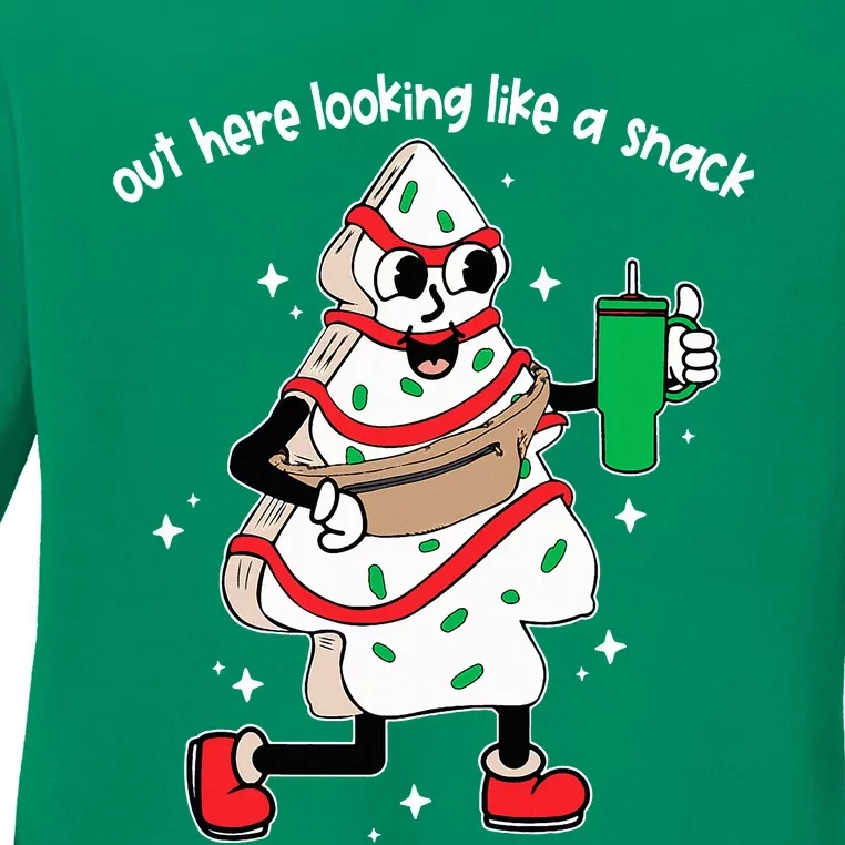 Out Here Looking Like A Snack Boo Jee Christmas Tree Cake Ladies Long Sleeve Shirt