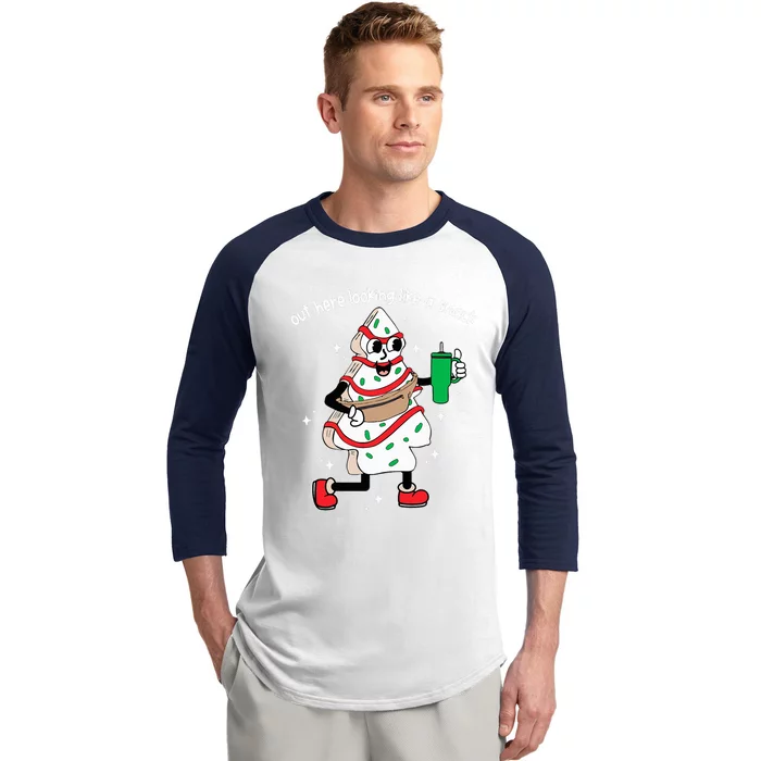 Out Here Looking Like A Snack Boo Jee Christmas Tree Cake Baseball Sleeve Shirt