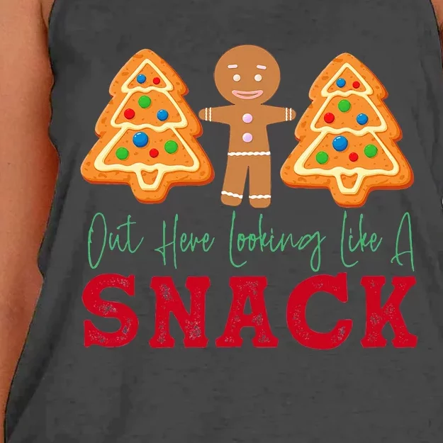 Out Here Looking Like A Snack Funny Christmas Cookie Women's Knotted Racerback Tank