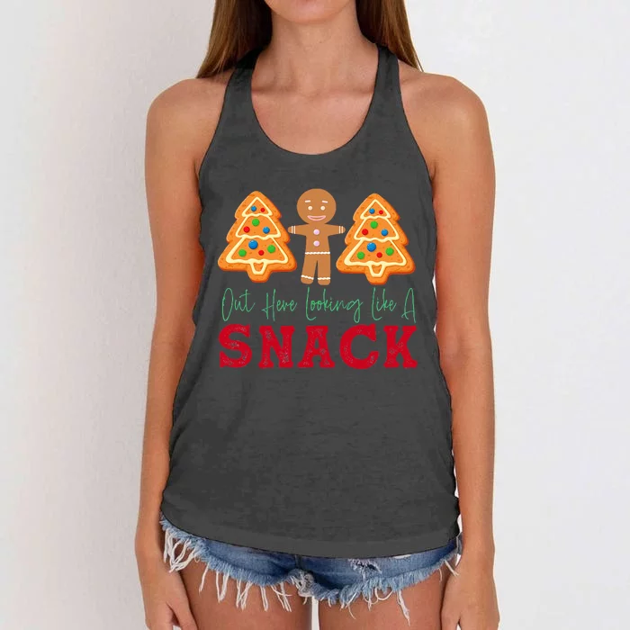 Out Here Looking Like A Snack Funny Christmas Cookie Women's Knotted Racerback Tank