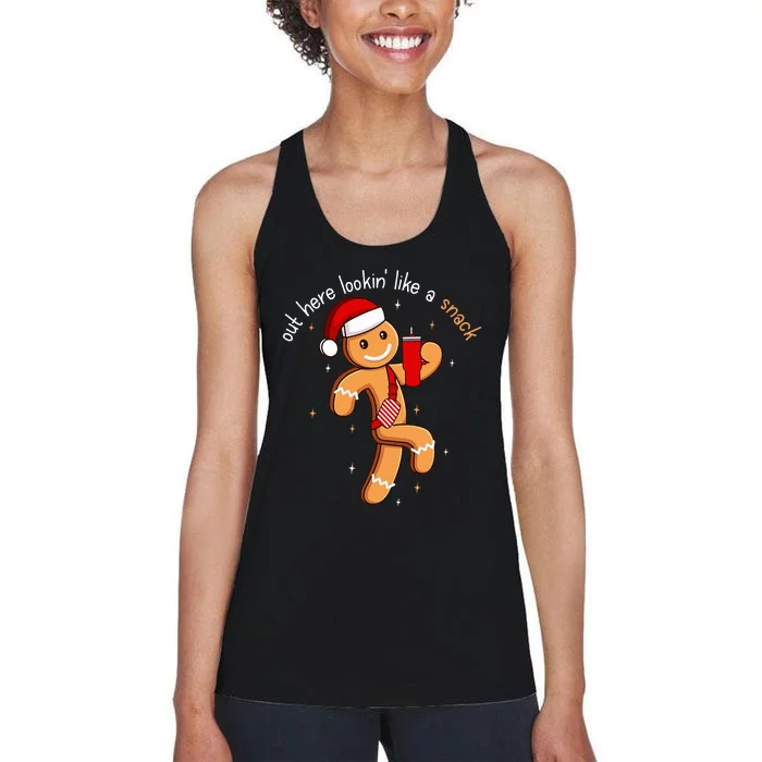 Out Here Looking Like A Snack Funny BouJee Xmas Gingerbread Women's Racerback Tank