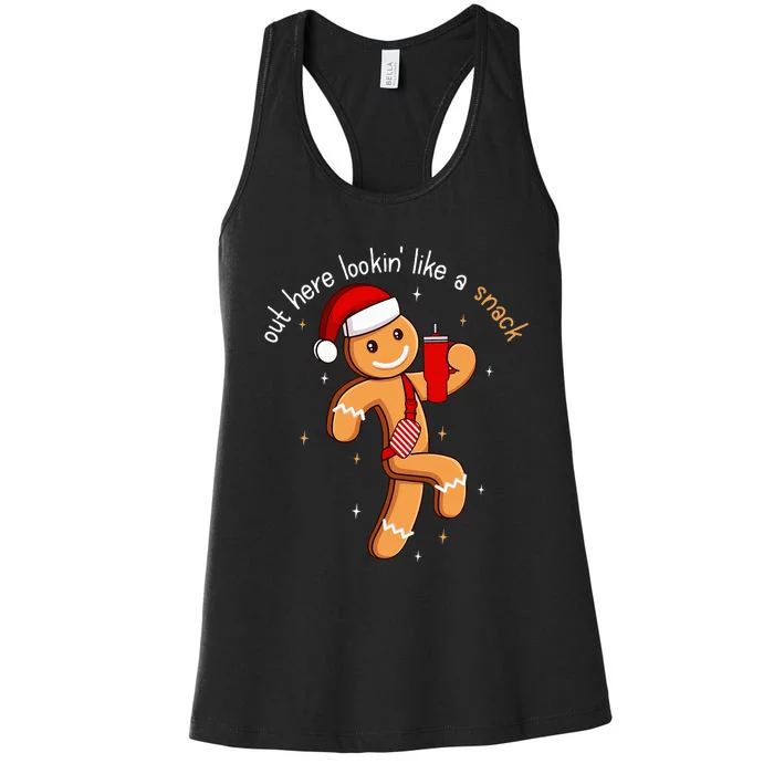 Out Here Looking Like A Snack Funny BouJee Xmas Gingerbread Women's Racerback Tank