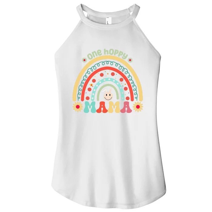 One Hoppy Mama Happy Easter Day Funny Rainbow Leopard Women’s Perfect Tri Rocker Tank