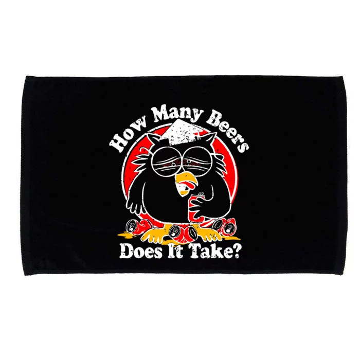 Owl How Many Beers Does It Take Funny Microfiber Hand Towel