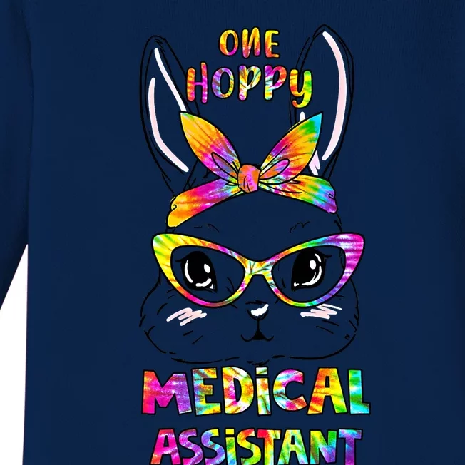 One Happy Medical Assistant Bunny Face Tie Dye Happy Easter Meaningful Gift Baby Long Sleeve Bodysuit