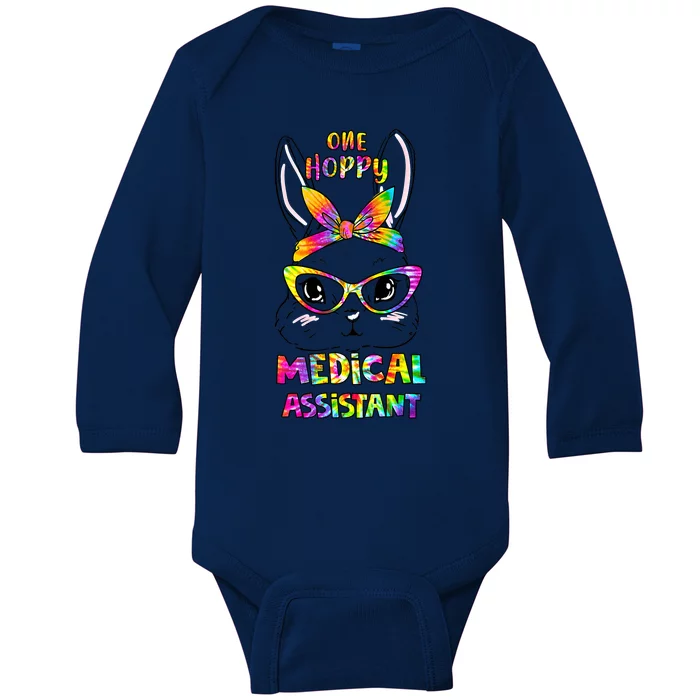 One Happy Medical Assistant Bunny Face Tie Dye Happy Easter Meaningful Gift Baby Long Sleeve Bodysuit