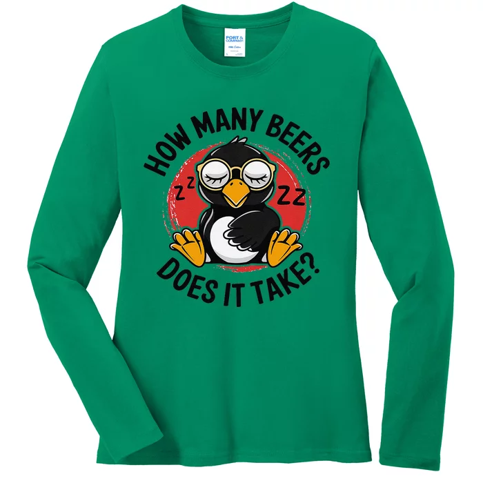 Owl How Many Beers Does It Take Ladies Long Sleeve Shirt