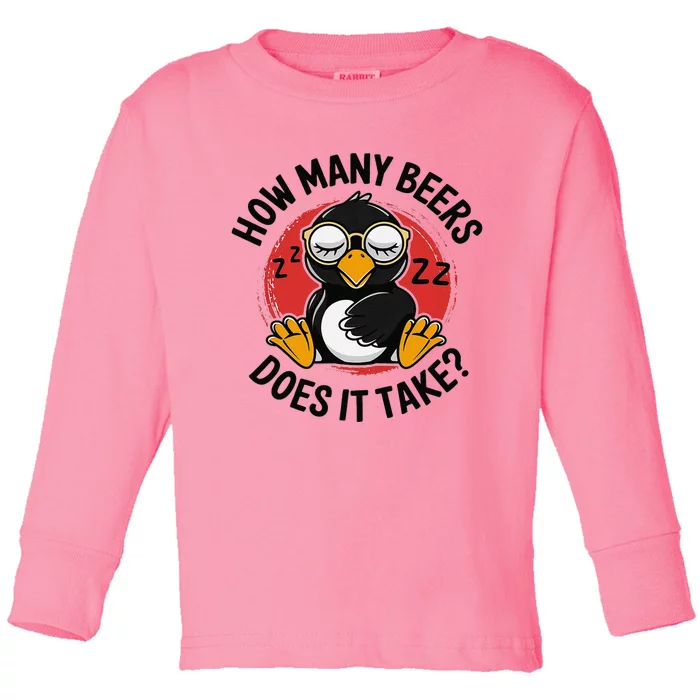 Owl How Many Beers Does It Take Toddler Long Sleeve Shirt