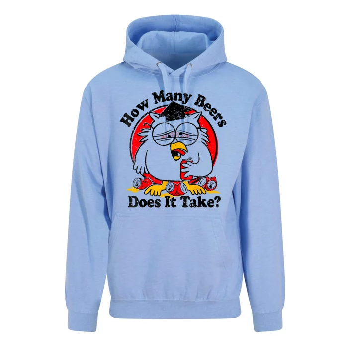 Owl How Many Beers Does It Take Funny Unisex Surf Hoodie