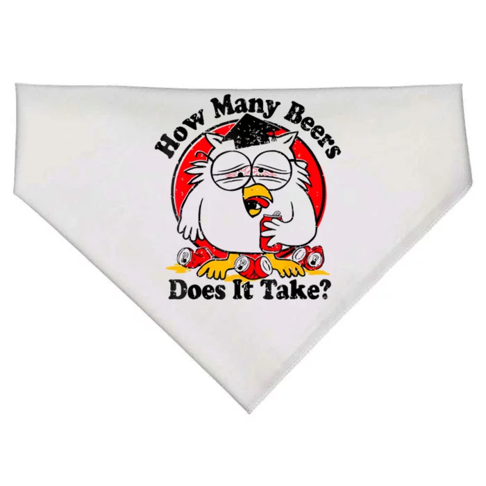 Owl How Many Beers Does It Take Funny USA-Made Doggie Bandana