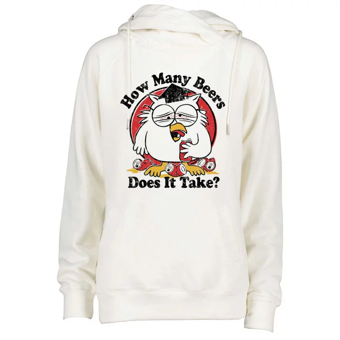 Owl How Many Beers Does It Take Womens Funnel Neck Pullover Hood