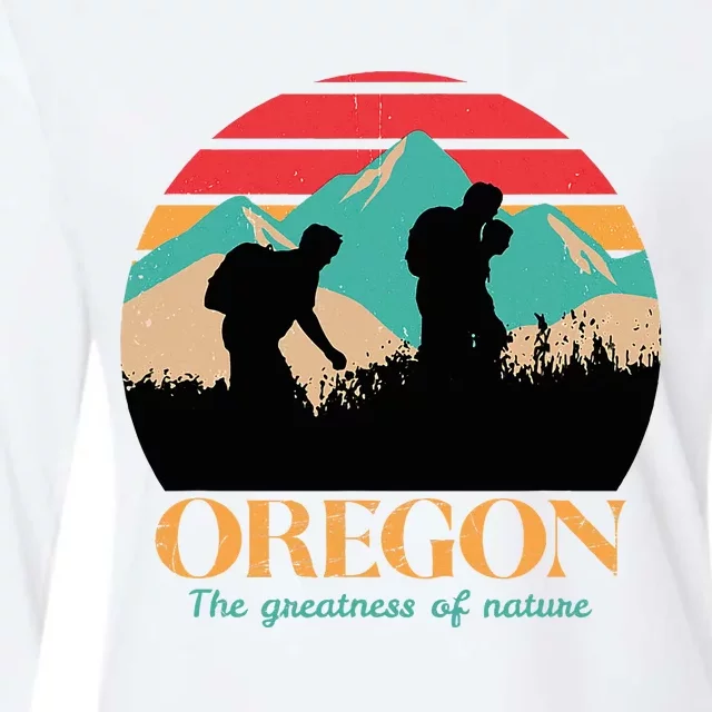 Oregon Hiking Mountains Retro Aesthetic Womens Cotton Relaxed Long Sleeve T-Shirt