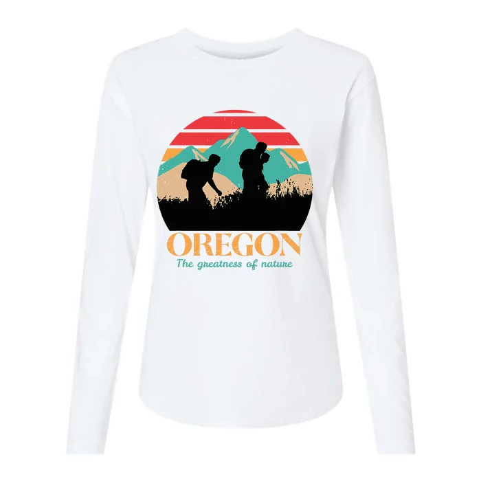 Oregon Hiking Mountains Retro Aesthetic Womens Cotton Relaxed Long Sleeve T-Shirt