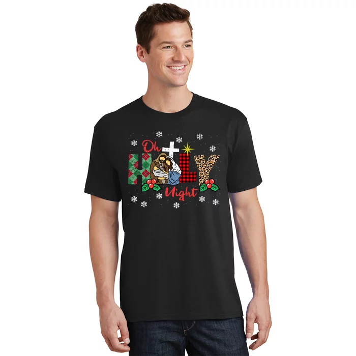 Oh Holy Night Christmas Pajama Xmas Plaid Christian T-Shirt