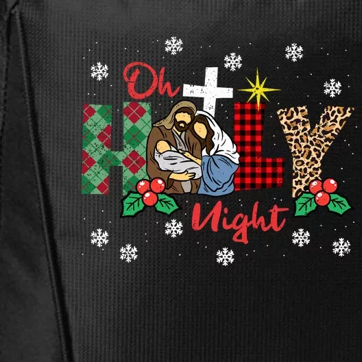 Oh Holy Night Christmas Pajama Xmas Plaid Christian City Backpack