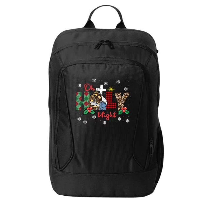 Oh Holy Night Christmas Pajama Xmas Plaid Christian City Backpack