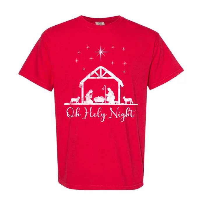 Oh Holy Night Jesus Stable In Bethlehem Garment-Dyed Heavyweight T-Shirt