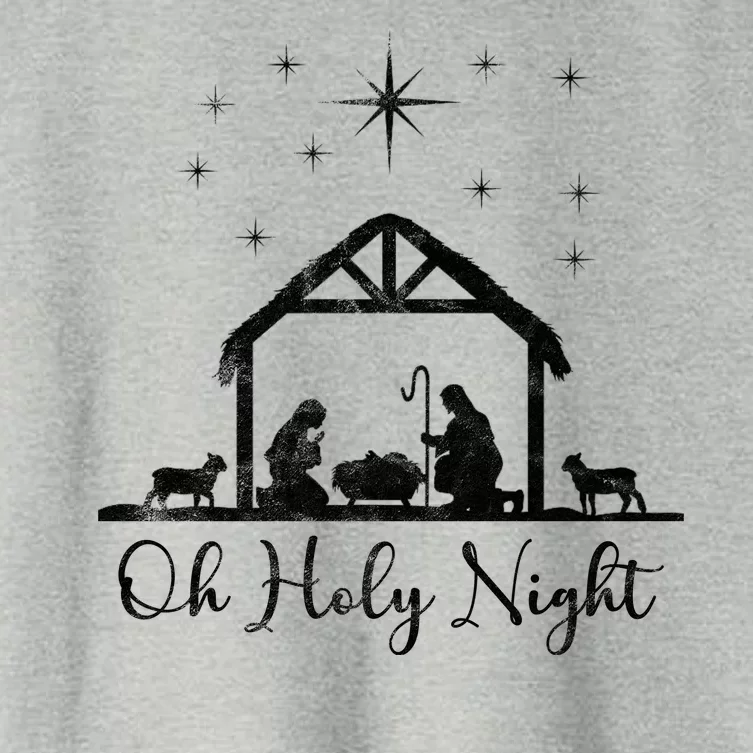 Oh Holy Night Jesus Stable In Bethlehem Women's Crop Top Tee