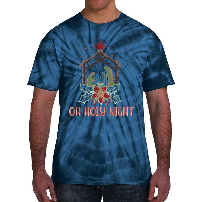 Oh Holy Night Christian Retro Christmas Religious Graphic Plus Size Tie-Dye T-Shirt