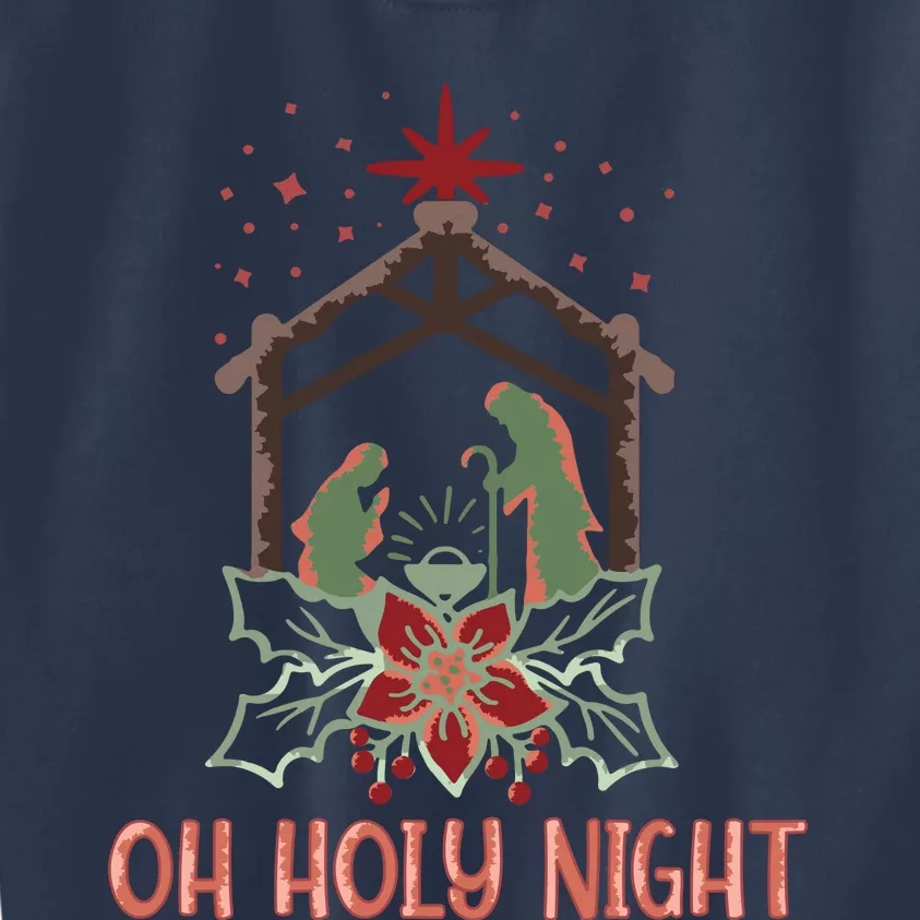 Oh Holy Night Christian Retro Christmas Religious Graphic Plus Size Kids Sweatshirt