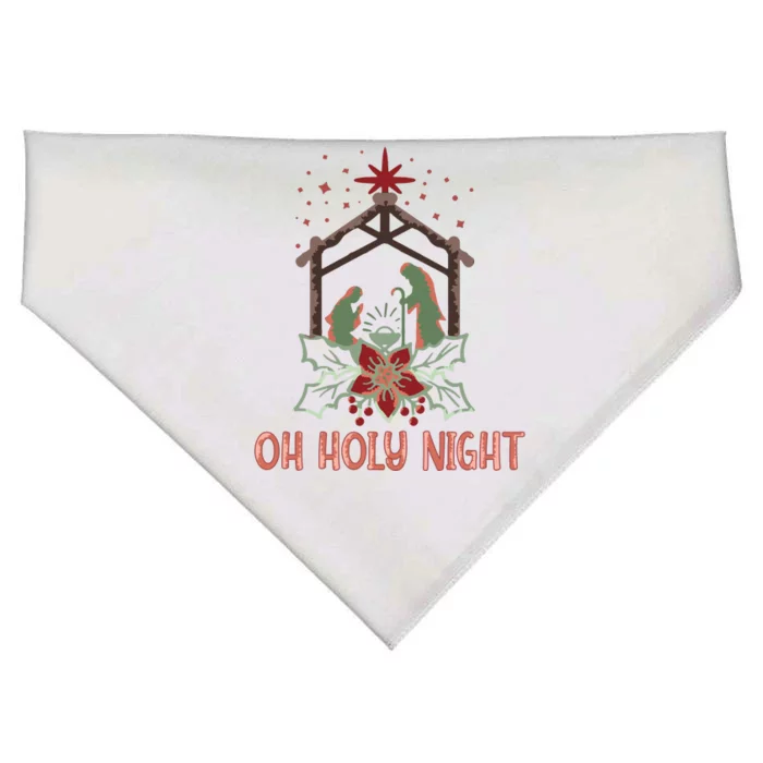 Oh Holy Night Christian Retro Christmas Religious Graphic Plus Size USA-Made Doggie Bandana