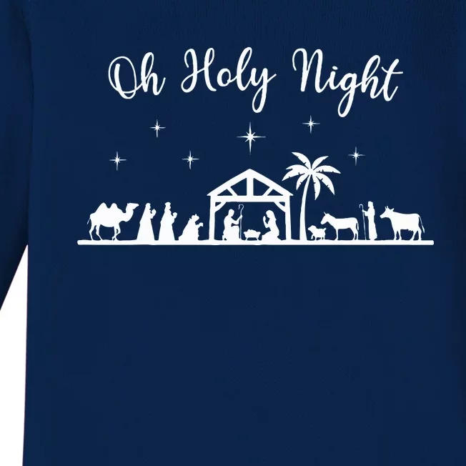 Oh Holy Night  Jesus Is The Reason For The Season Christmas Baby Long Sleeve Bodysuit