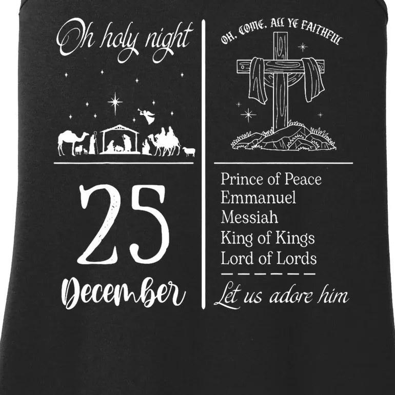 Oh Holy Night Let Us Adore Him Christmas Christian Nativity Ladies Essential Tank