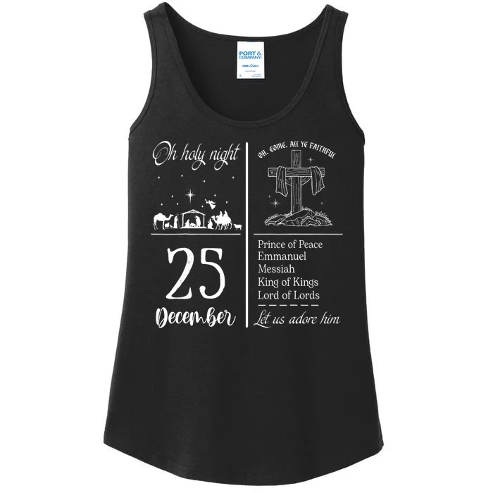 Oh Holy Night Let Us Adore Him Christmas Christian Nativity Ladies Essential Tank