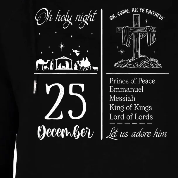 Oh Holy Night Let Us Adore Him Christmas Christian Nativity Womens Funnel Neck Pullover Hood