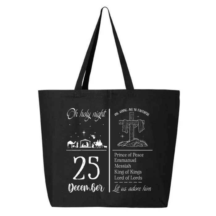 Oh Holy Night Let Us Adore Him Christmas Christian Nativity 25L Jumbo Tote