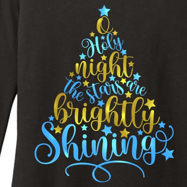 Oh Holy Night The Stars Are Brightly Shining Tree Womens CVC Long Sleeve Shirt