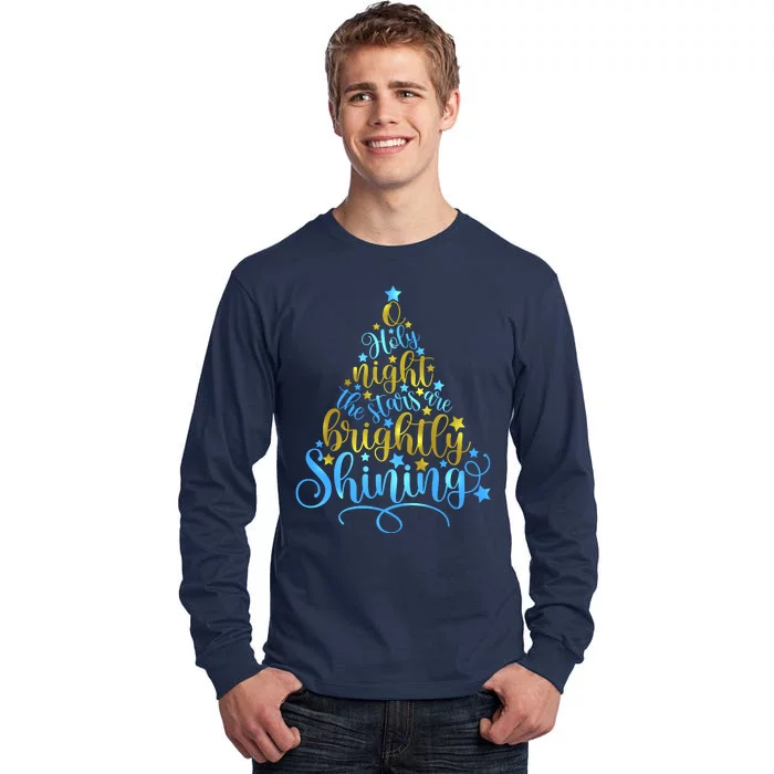 Oh Holy Night The Stars Are Brightly Shining Tree Tall Long Sleeve T-Shirt