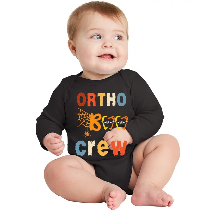 Orthodontist Halloween Orthodontic Boo Braces Teeth Crew Baby Long Sleeve Bodysuit