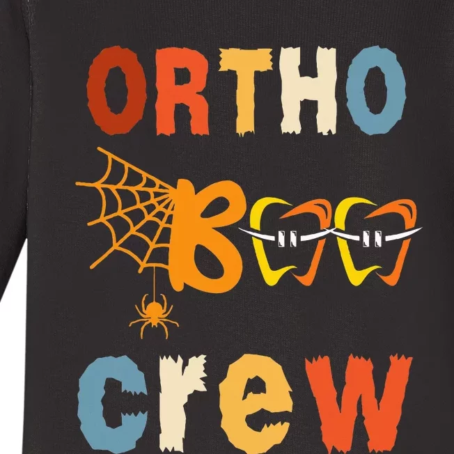 Orthodontist Halloween Orthodontic Boo Braces Teeth Crew Baby Long Sleeve Bodysuit