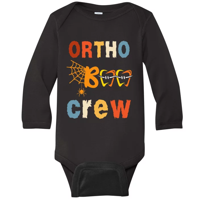 Orthodontist Halloween Orthodontic Boo Braces Teeth Crew Baby Long Sleeve Bodysuit