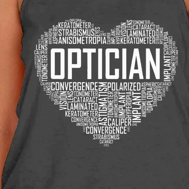 Optician Heart Optometrist Gift Ophthalmologist Gifts Women's Knotted Racerback Tank