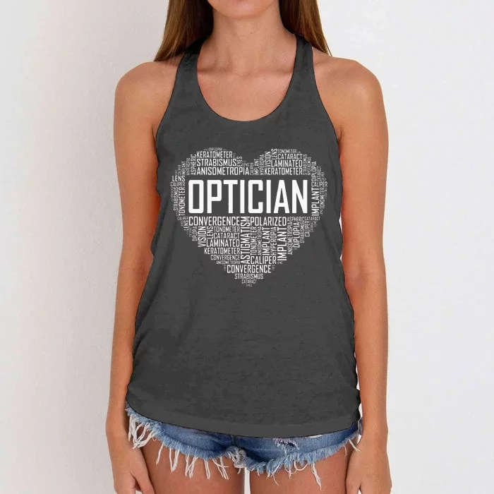 Optician Heart Optometrist Gift Ophthalmologist Gifts Women's Knotted Racerback Tank