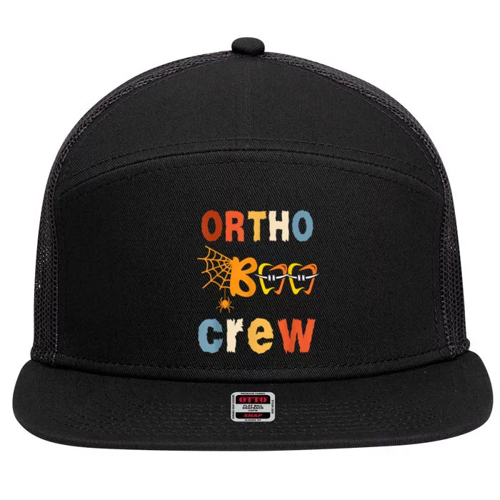 Orthodontist Halloween Orthodontic Boo Braces Teeth Crew 7 Panel Mesh Trucker Snapback Hat