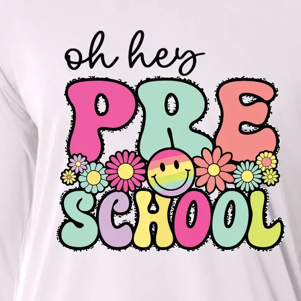 Oh Hey Preschool Teacher Girl First Day Of School Cooling Performance Long Sleeve Crew