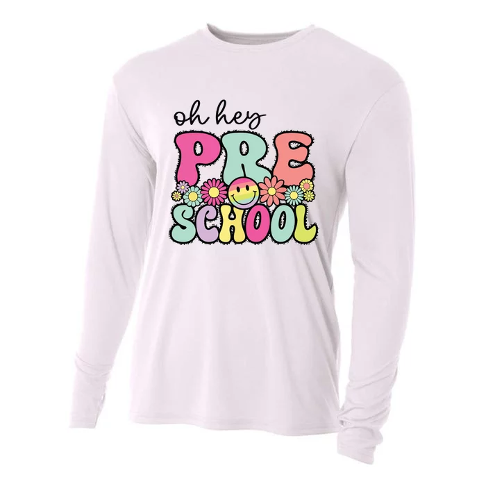 Oh Hey Preschool Teacher Girl First Day Of School Cooling Performance Long Sleeve Crew